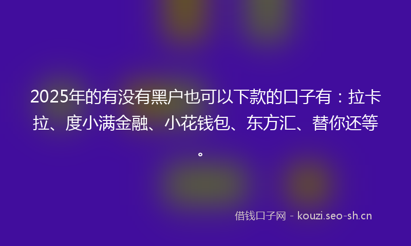 2025年的有没有黑户也可以下款的口子有：拉卡拉、度小满金融、小花钱包、东方汇、替你还等。