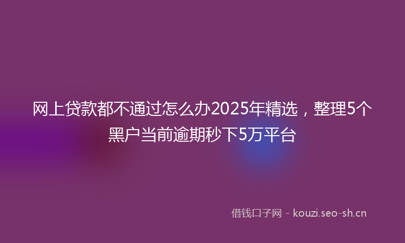 网上贷款都不通过怎么办2025年精选，整理5个黑户当前逾期秒下5万平台
