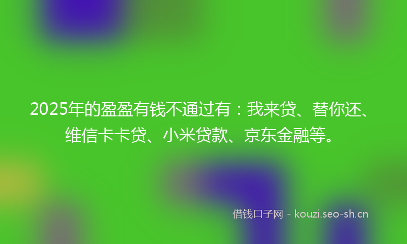 2025年的盈盈有钱不通过有：我来贷、替你还、维信卡卡贷、小米贷款、京东金融等。