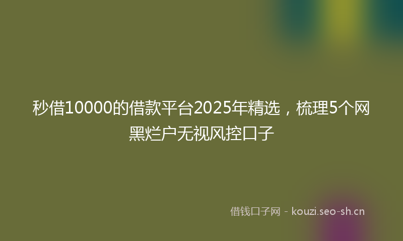 秒借10000的借款平台2025年精选，梳理5个网黑烂户无视风控口子