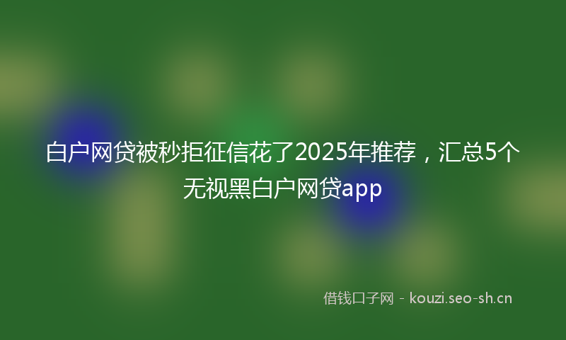 白户网贷被秒拒征信花了2025年推荐，汇总5个无视黑白户网贷app