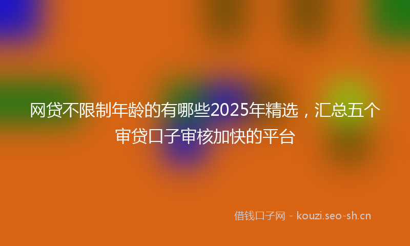 网贷不限制年龄的有哪些2025年精选，汇总五个审贷口子审核加快的平台