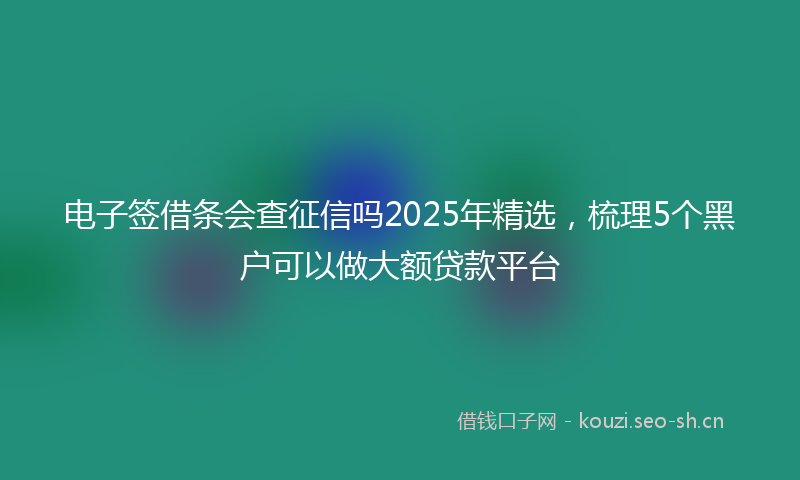 电子签借条会查征信吗2025年精选，梳理5个黑户可以做大额贷款平台