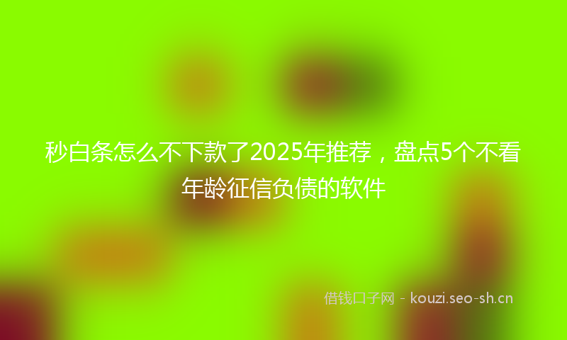 秒白条怎么不下款了2025年推荐，盘点5个不看年龄征信负债的软件