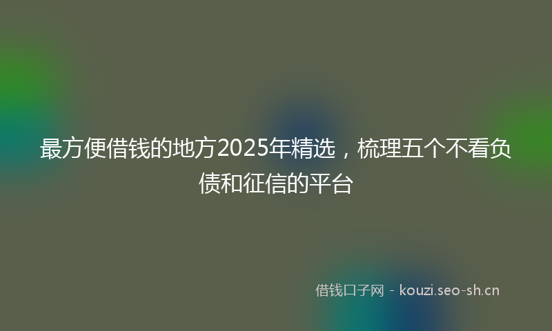 最方便借钱的地方2025年精选，梳理五个不看负债和征信的平台