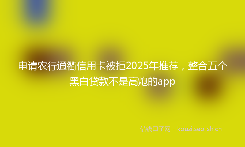 申请农行通衢信用卡被拒2025年推荐，整合五个黑白贷款不是高炮的app