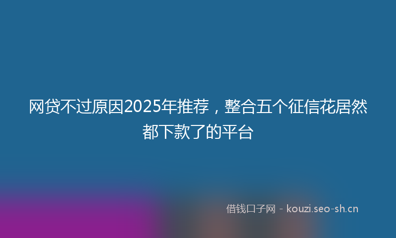 网贷不过原因2025年推荐，整合五个征信花居然都下款了的平台