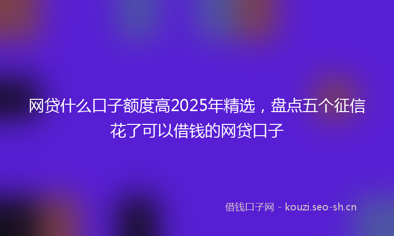 网贷什么口子额度高2025年精选，盘点五个征信花了可以借钱的网贷口子