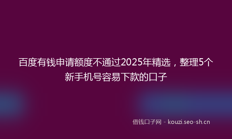 百度有钱申请额度不通过2025年精选，整理5个新手机号容易下款的口子