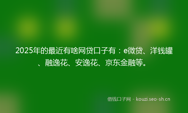 2025年的最近有啥网贷口子有：e微贷、洋钱罐、融逸花、安逸花、京东金融等。