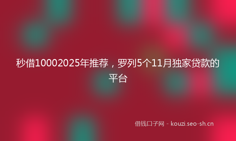 秒借10002025年推荐，罗列5个11月独家贷款的平台