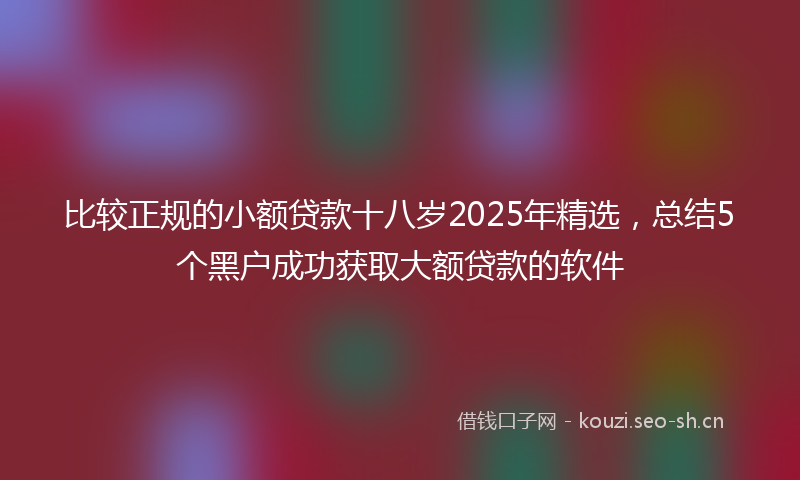 比较正规的小额贷款十八岁2025年精选，总结5个黑户成功获取大额贷款的软件