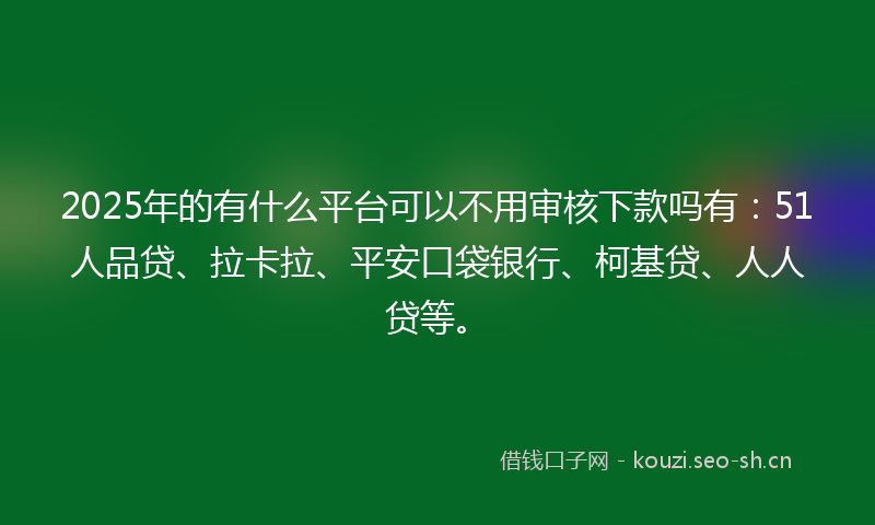2025年的有什么平台可以不用审核下款吗有：51人品贷、拉卡拉、平安口袋银行、柯基贷、人人贷等。