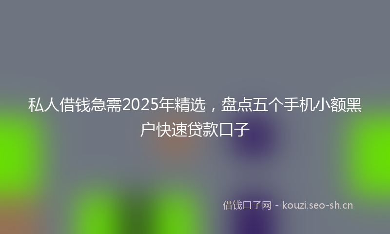 私人借钱急需2025年精选，盘点五个手机小额黑户快速贷款口子