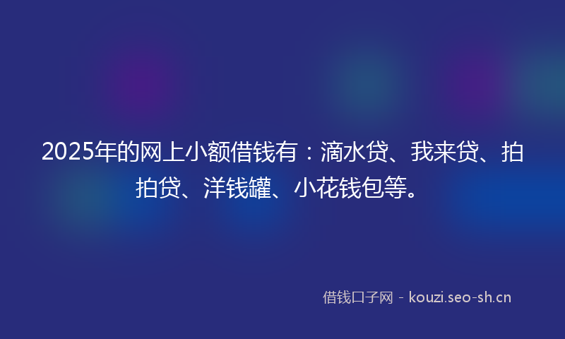 2025年的网上小额借钱有：滴水贷、我来贷、拍拍贷、洋钱罐、小花钱包等。