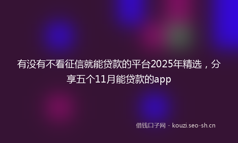 有没有不看征信就能贷款的平台2025年精选，分享五个11月能贷款的app