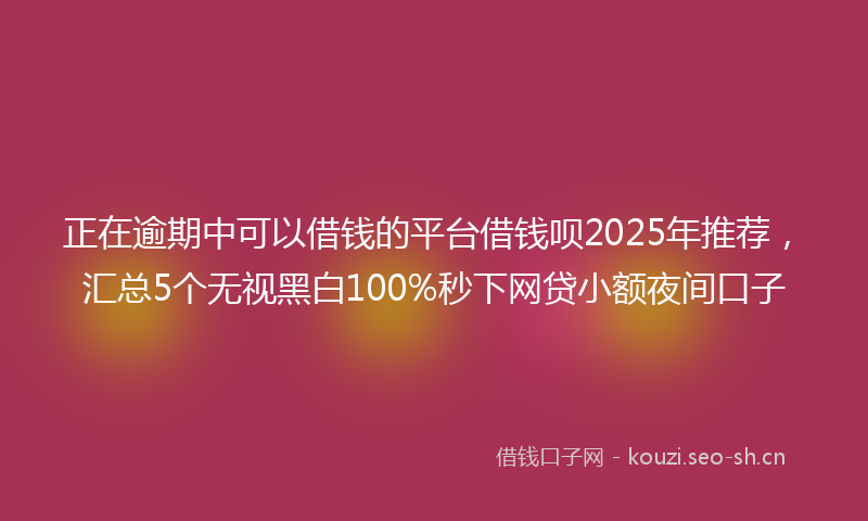 正在逾期中可以借钱的平台借钱呗2025年推荐，汇总5个无视黑白100%秒下网贷小额夜间口子