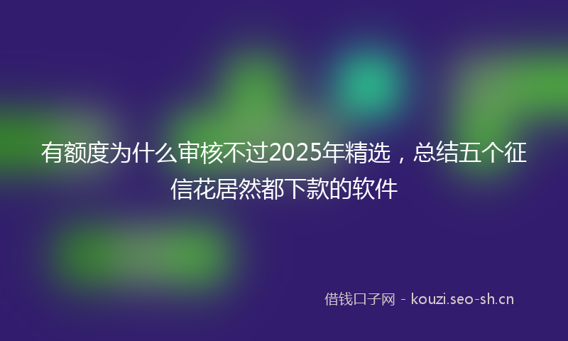 有额度为什么审核不过2025年精选，总结五个征信花居然都下款的软件