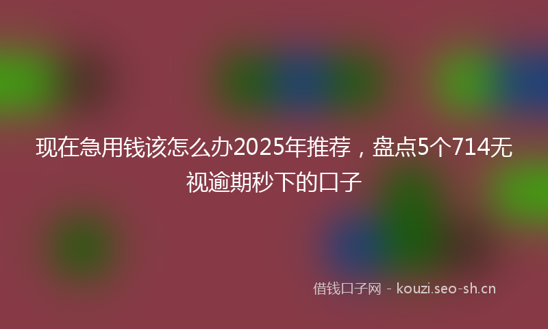 现在急用钱该怎么办2025年推荐，盘点5个714无视逾期秒下的口子