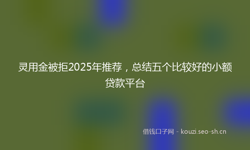 灵用金被拒2025年推荐，总结五个比较好的小额贷款平台