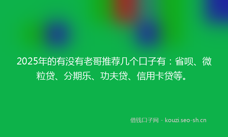 2025年的有没有老哥推荐几个口子有：省呗、微粒贷、分期乐、功夫贷、信用卡贷等。
