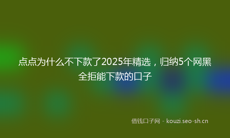 点点为什么不下款了2025年精选，归纳5个网黑全拒能下款的口子