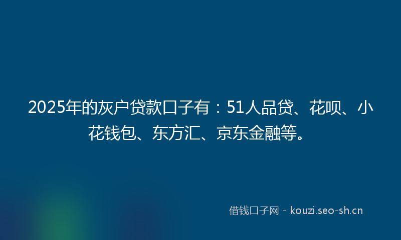 2025年的灰户贷款口子有：51人品贷、花呗、小花钱包、东方汇、京东金融等。