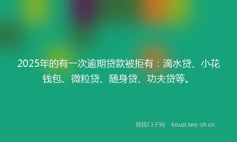 2025年的有一次逾期贷款被拒有:滴水贷、小花钱包、微粒贷、随身贷、功夫贷等。