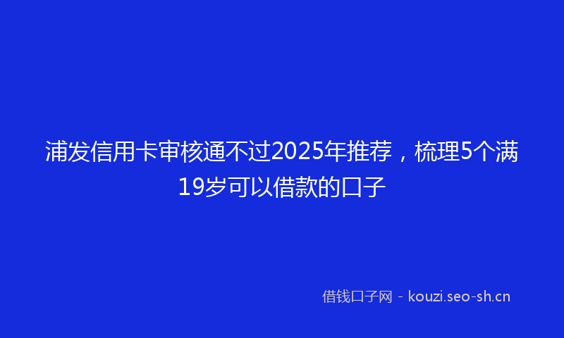 浦发信用卡审核通不过2025年推荐，梳理5个满19岁可以借款的口子