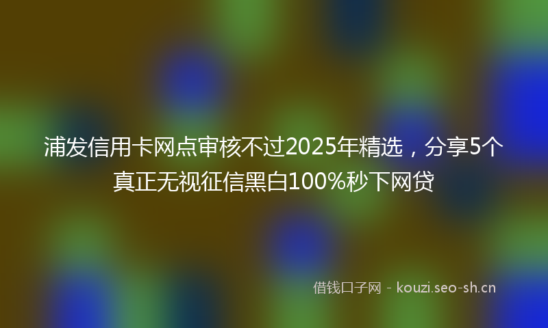 浦发信用卡网点审核不过2025年精选，分享5个真正无视征信黑白100%秒下网贷