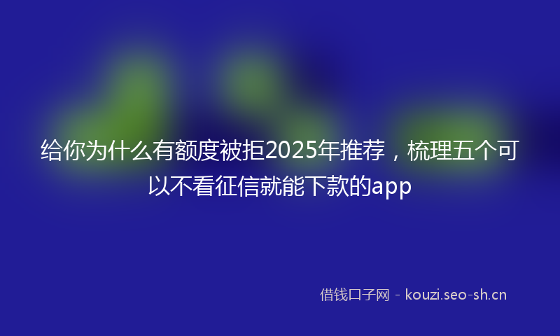 给你为什么有额度被拒2025年推荐，梳理五个可以不看征信就能下款的app