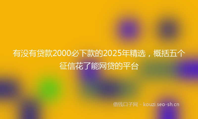 有没有贷款2000必下款的2025年精选，概括五个征信花了能网贷的平台