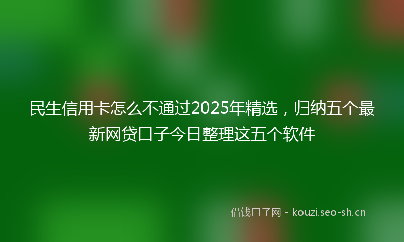 民生信用卡怎么不通过2025年精选，归纳五个最新网贷口子今日整理这五个软件