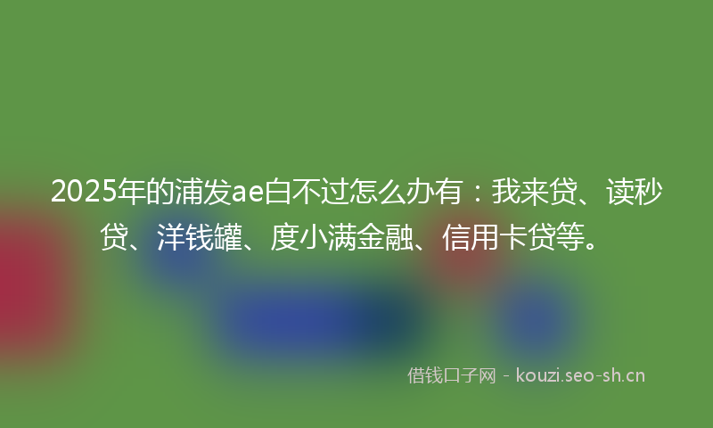 2025年的浦发ae白不过怎么办有：我来贷、读秒贷、洋钱罐、度小满金融、信用卡贷等。