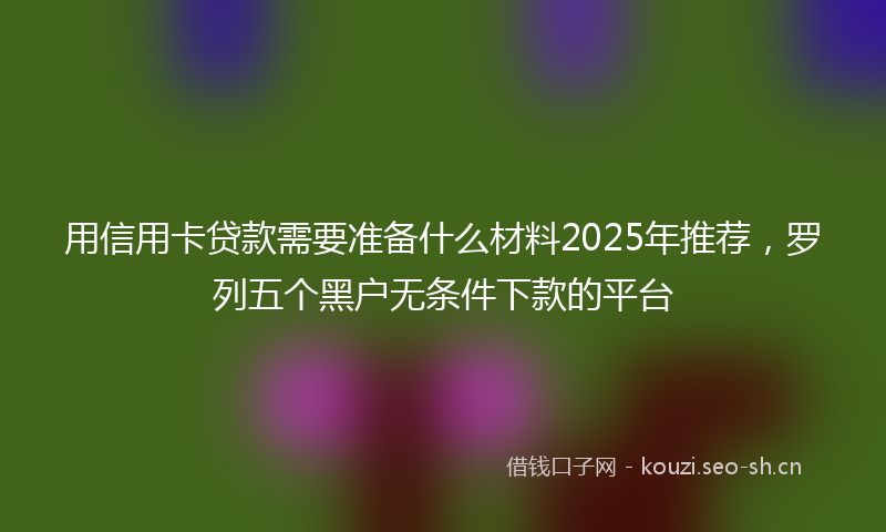 用信用卡贷款需要准备什么材料2025年推荐，罗列五个黑户无条件下款的平台