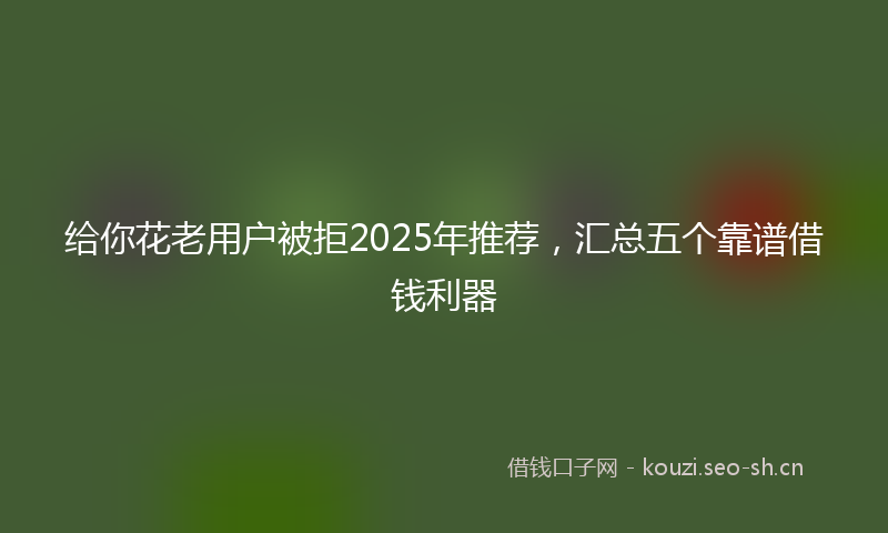 给你花老用户被拒2025年推荐，汇总五个靠谱借钱利器