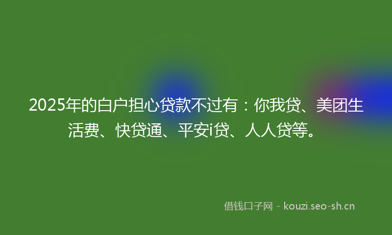 2025年的白户担心贷款不过有：你我贷、美团生活费、快贷通、平安i贷、人人贷等。