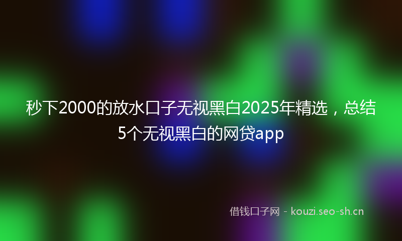 秒下2000的放水口子无视黑白2025年精选，总结5个无视黑白的网贷app