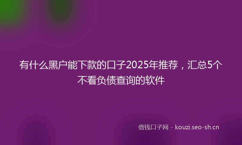 有什么黑户能下款的口子2025年推荐，汇总5个不看负债查询的软件