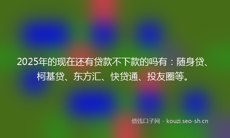 2025年的现在还有贷款不下款的吗有：随身贷、柯基贷、东方汇、快贷通、投友圈等。