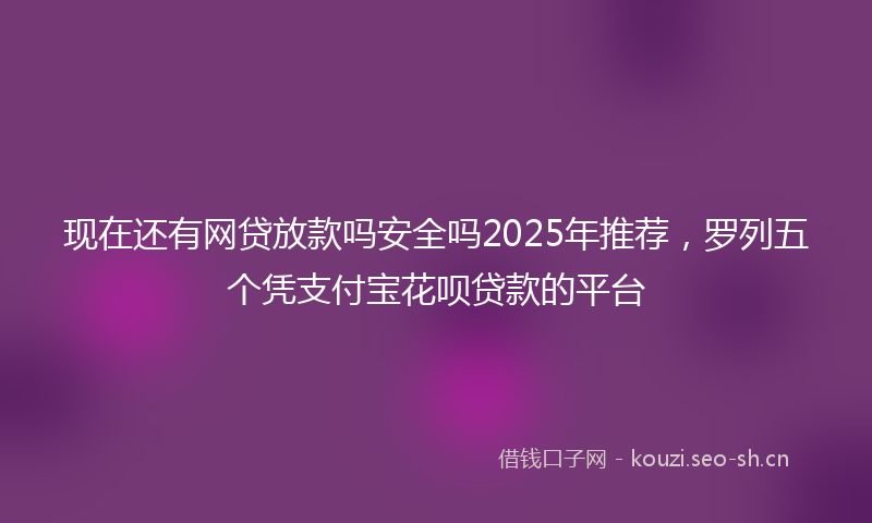 现在还有网贷放款吗安全吗2025年推荐，罗列五个凭支付宝花呗贷款的平台