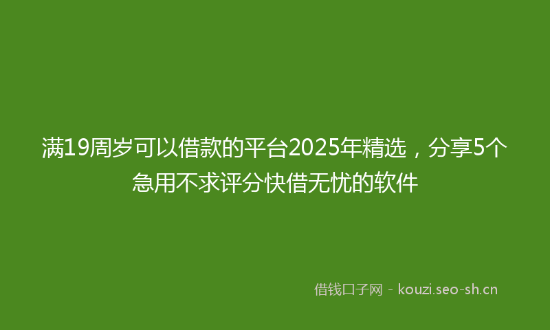 满19周岁可以借款的平台2025年精选，分享5个急用不求评分快借无忧的软件