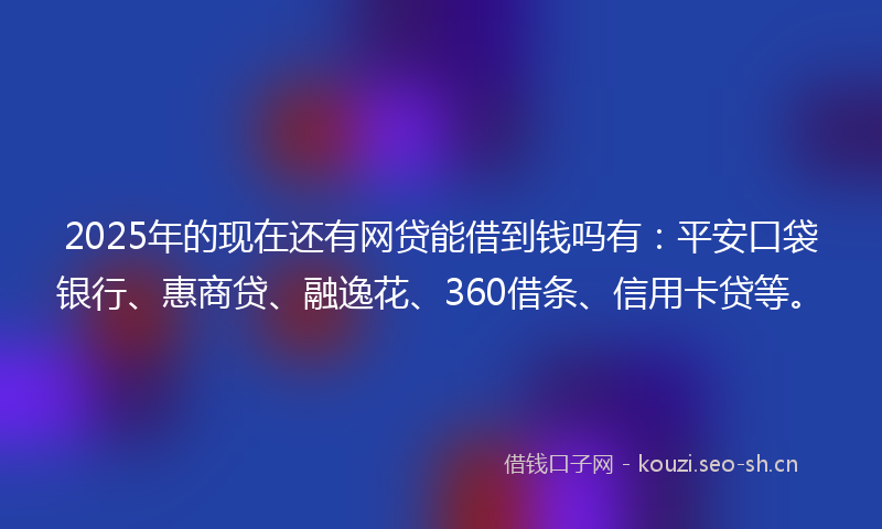 2025年的现在还有网贷能借到钱吗有：平安口袋银行、惠商贷、融逸花、360借条、信用卡贷等。