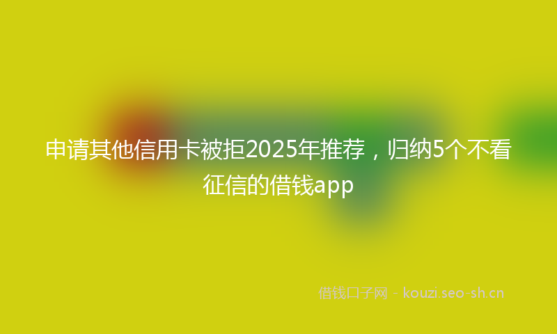 申请其他信用卡被拒2025年推荐，归纳5个不看征信的借钱app