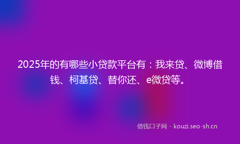 2025年的有哪些小贷款平台有：我来贷、微博借钱、柯基贷、替你还、e微贷等。
