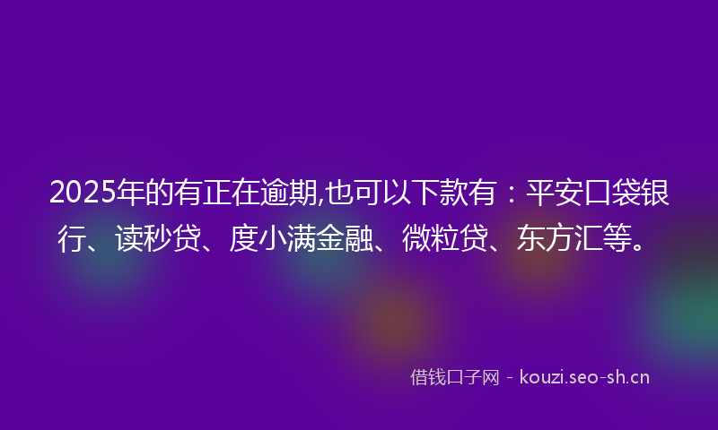2025年的有正在逾期,也可以下款有：平安口袋银行、读秒贷、度小满金融、微粒贷、东方汇等。