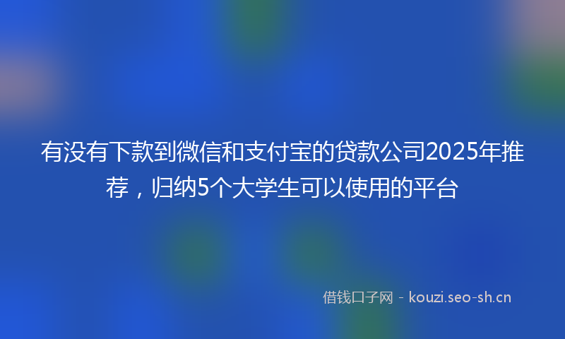 有没有下款到微信和支付宝的贷款公司2025年推荐，归纳5个大学生可以使用的平台