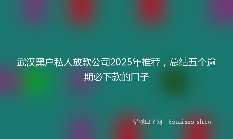 武汉黑户私人放款公司2025年推荐，总结五个逾期必下款的口子