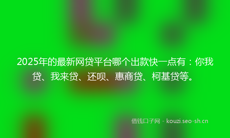 2025年的最新网贷平台哪个出款快一点有：你我贷、我来贷、还呗、惠商贷、柯基贷等。