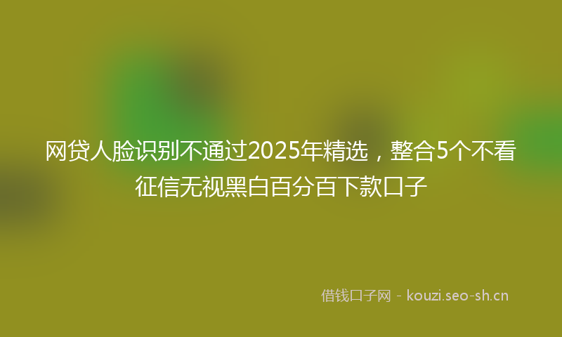 网贷人脸识别不通过2025年精选，整合5个不看征信无视黑白百分百下款口子